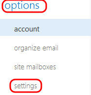 Options - Settings selection